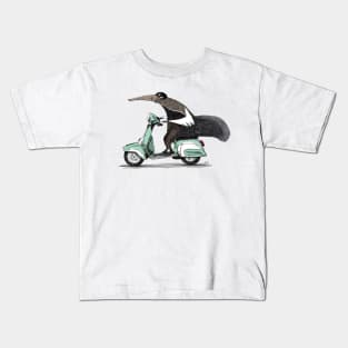 Anteater on a Vespa - Green Kids T-Shirt